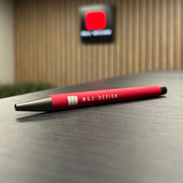 pen rubberized M&J Design met bedrukking