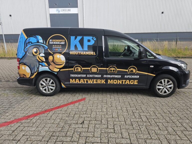 KP Houthandel Volkswagen Caddy autobelettering zijaanzicht